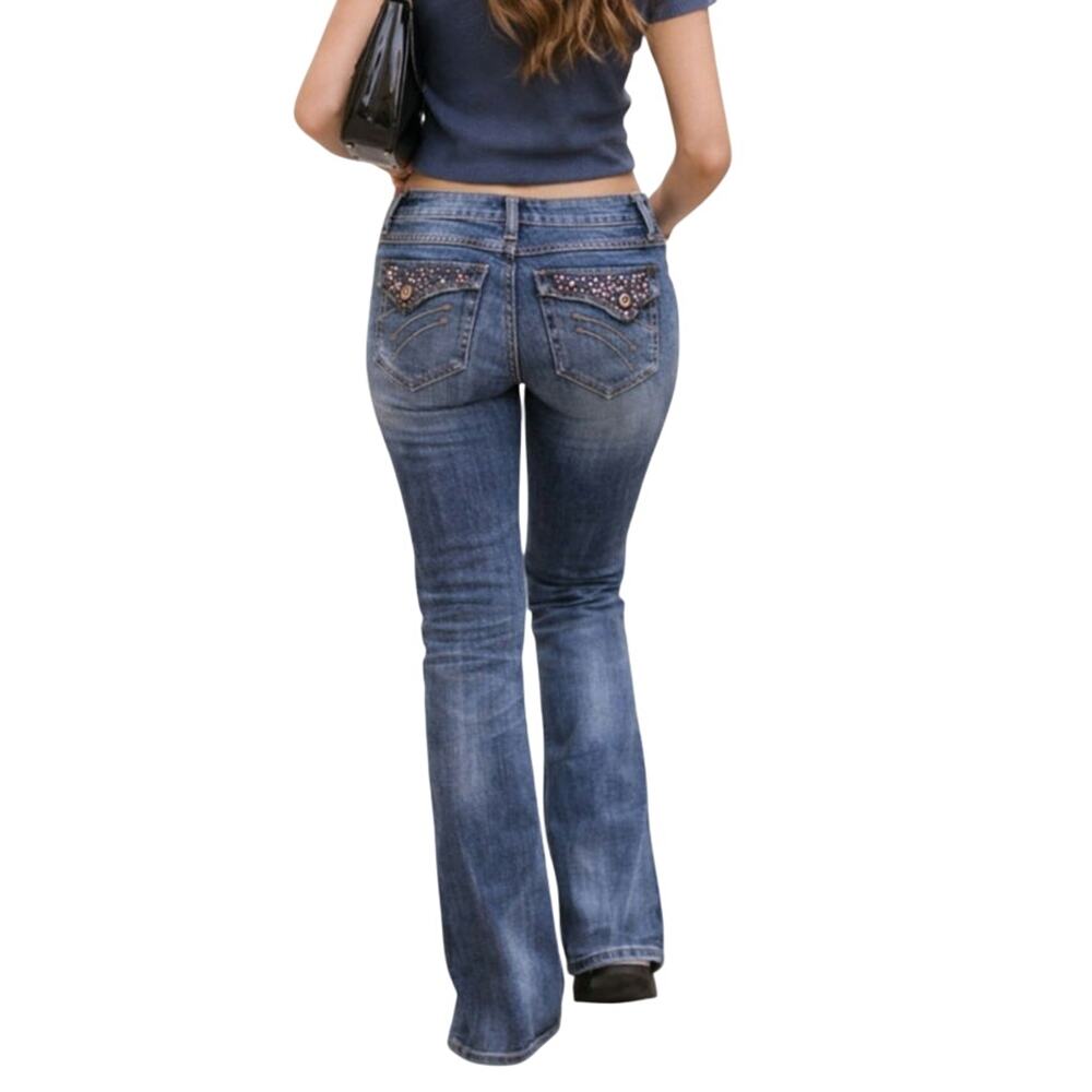 Twenty X Houston Jeans Women's Size 13x34 Blue Lowest Rise Bootcut Distressed